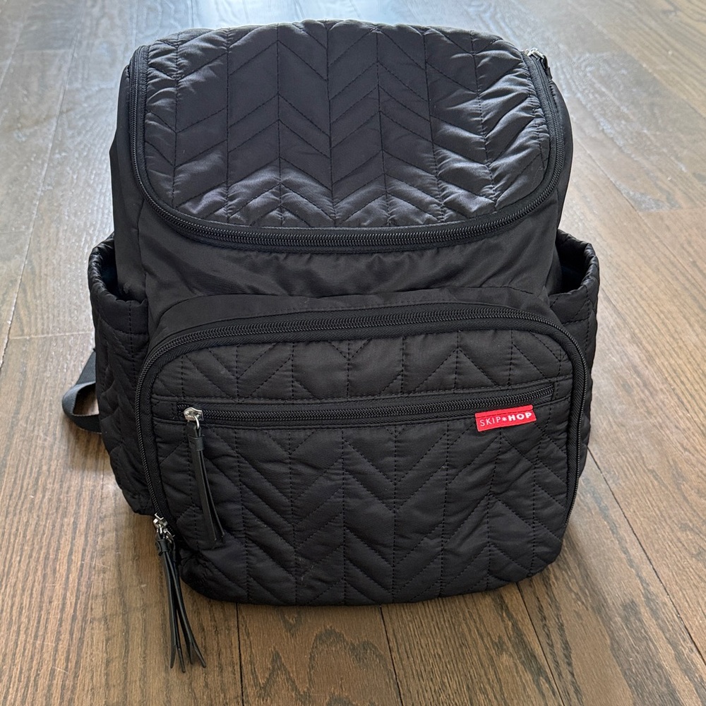 Skip Hop Black Quilted Backpack with Front Pocket
